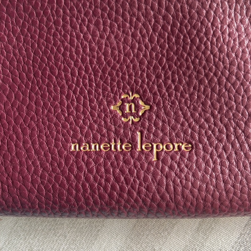 Nanette Lepore Burgundy Wristlet with Gold Accents - Picture 2 of 12